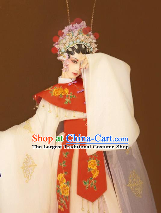 Chinese Traditional Beijing Opera Historical Costumes Ancient Ming Dynasty Court Woman Hanfu Dress Apparels and Headdress Complete Set