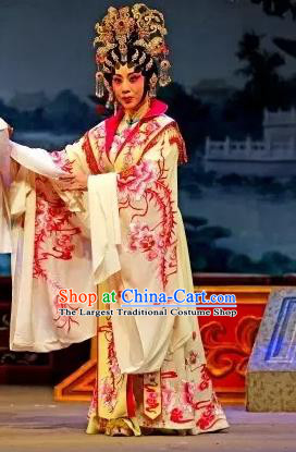 Chinese Cantonese Opera Hua Tan Garment Princess Changping Costumes and Headdress Traditional Guangdong Opera Diva Apparels Actress Dress