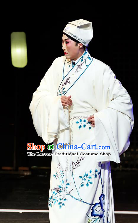 Fu Shi San Sheng Meng Chinese Guangdong Opera Xiaosheng Apparels Costumes and Headwear Traditional Cantonese Opera Young Male Garment Scholar Clothing