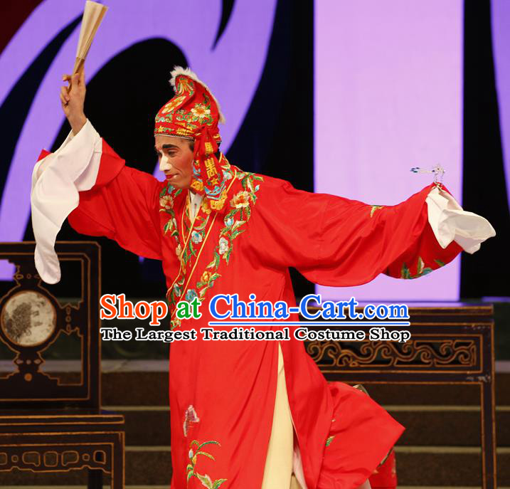 Nao Chai Chinese Guangdong Opera Playboy Apparels Costumes and Headwear Traditional Cantonese Opera Clown Garment Childe Hu Lian Clothing