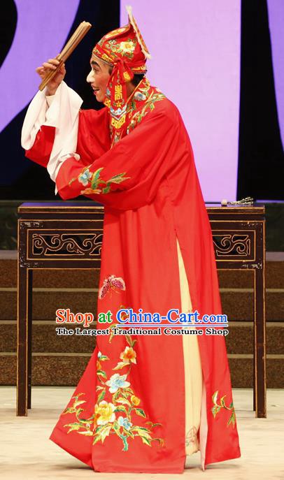 Nao Chai Chinese Guangdong Opera Playboy Apparels Costumes and Headwear Traditional Cantonese Opera Clown Garment Childe Hu Lian Clothing