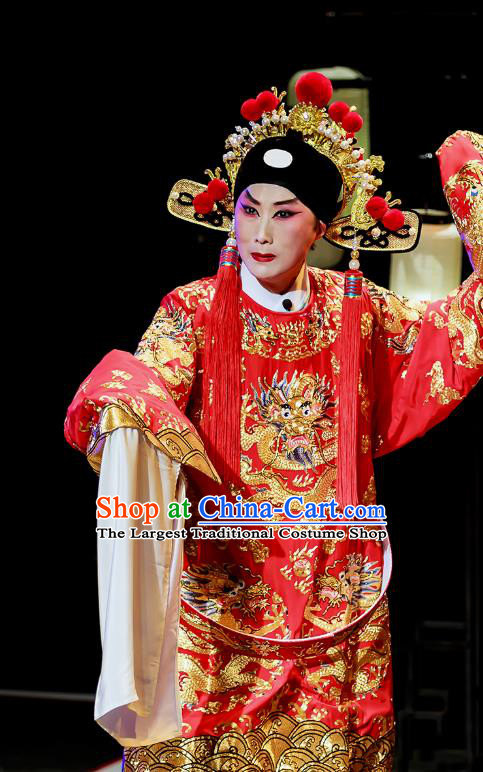 Fu Shi San Sheng Meng Chinese Guangdong Opera Bridegroom Apparels Costumes and Headwear Traditional Cantonese Opera Xiaosheng Garment Wedding Clothing