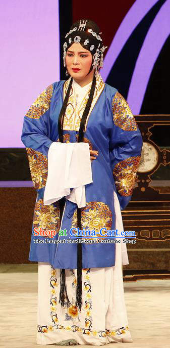 Chinese Cantonese Opera Middle Age Woman Garment Nao Chai Costumes and Headdress Traditional Guangdong Opera Dame Apparels Mother Dress