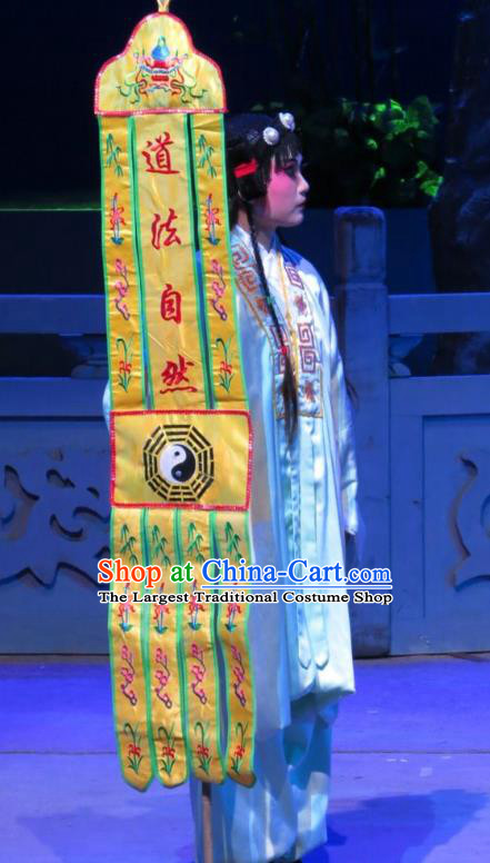 The Strange Stories Chinese Guangdong Opera Wa Wa Sheng Apparels Costumes and Headwear Traditional Cantonese Opera Taoist Boy Garment Clothing