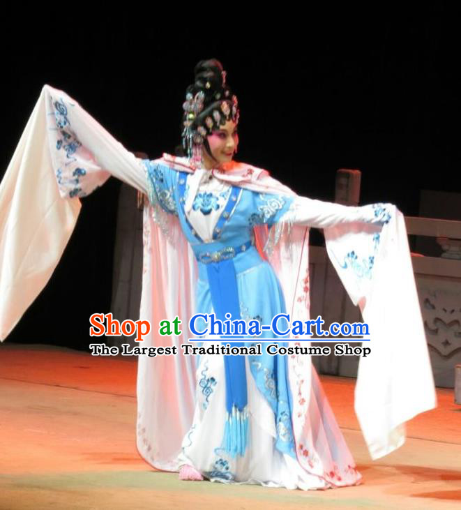 Chinese Cantonese Opera Young Female Garment The Strange Stories Costumes and Headdress Traditional Guangdong Opera Hua Tan Apparels Actress Xiao Cui Dress
