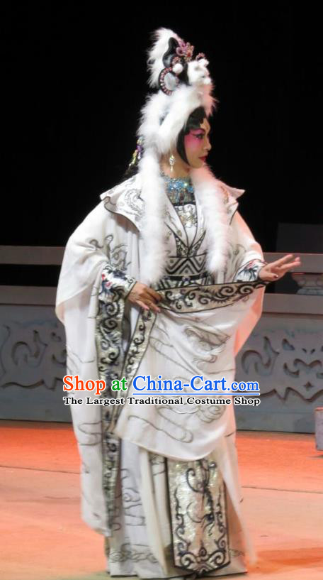 Chinese Cantonese Opera Fox Fairy Garment The Strange Stories Costumes and Headdress Traditional Guangdong Opera Actress Xiao Cui Apparels Young Female Dress