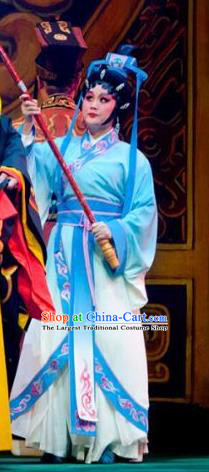 Chinese Cantonese Opera Court Maid Garment King of Qin Meng Jiang Costumes and Headdress Traditional Guangdong Opera Figurant Apparels Palace Lady Dress