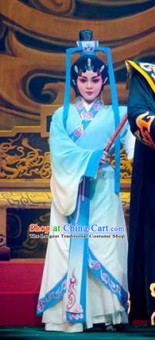 Chinese Cantonese Opera Court Maid Garment King of Qin Meng Jiang Costumes and Headdress Traditional Guangdong Opera Figurant Apparels Palace Lady Dress