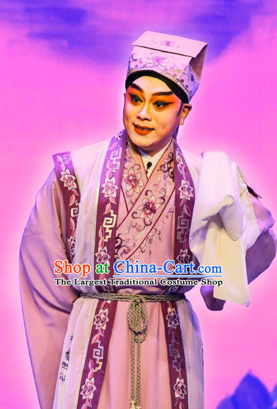 San Xiao Yin Yuan Chinese Guangdong Opera Xiaosheng Apparels Costumes and Headwear Traditional Cantonese Opera Young Male Garment Teacher Hua An Clothing