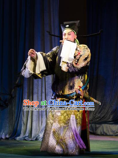 Chinese Guangdong Opera Laosheng Apparels Costumes and Headwear Traditional Cantonese Opera Elderly Male Garment Treacherous Official Clothing