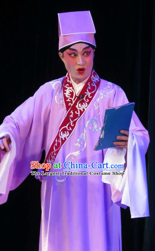 Wu Nv Bai Shou Chinese Guangdong Opera Scholar Zou Yinglong Apparels Costumes and Headwear Traditional Cantonese Opera Young Male Garment Gifted Youth Clothing