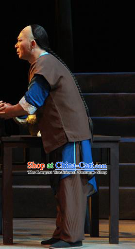 Liang Cha Wang Chuan Qi Chinese Guangdong Opera Young Male Apparels Costumes and Headwear Traditional Cantonese Opera Garment Civilian Wang Laoji Clothing