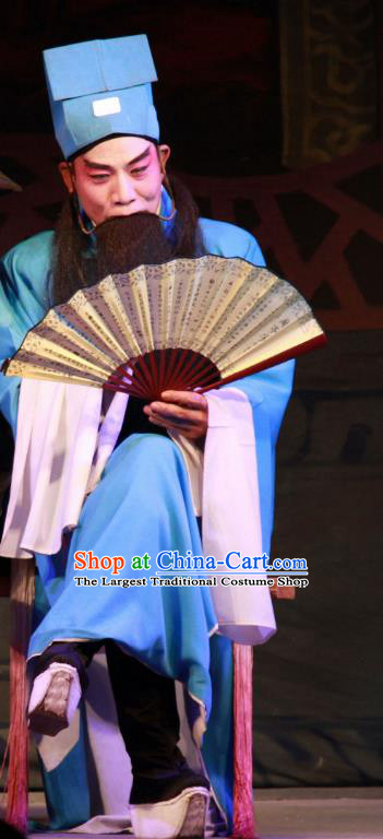 Fifteen Strings of Cash Chinese Guangdong Opera Fortuneteller Apparels Costumes and Headwear Traditional Cantonese Opera Elderly Male Garment Laosheng Clothing