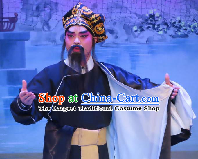 Chinese Guangdong Opera Swordsman Apparels Costumes and Headwear Traditional Cantonese Opera Wusheng Garment Martial Male Clothing