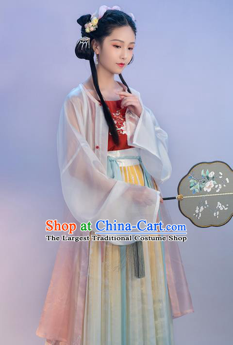 Chinese Traditional Ming Dynasty Young Lady Embroidered Apparels Ancient Noble Female Hanfu Dress Historical Costumes Complete Set for Women