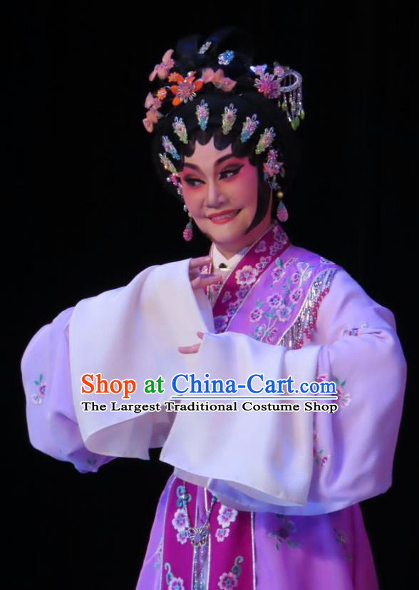 Chinese Cantonese Opera Courtesan Xin Yaoqin Garment Costumes and Headdress Traditional Guangdong Opera Hua Tan Apparels Young Beauty Dress