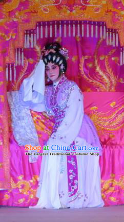 Chinese Cantonese Opera Courtesan Xin Yaoqin Garment Costumes and Headdress Traditional Guangdong Opera Hua Tan Apparels Young Beauty Dress