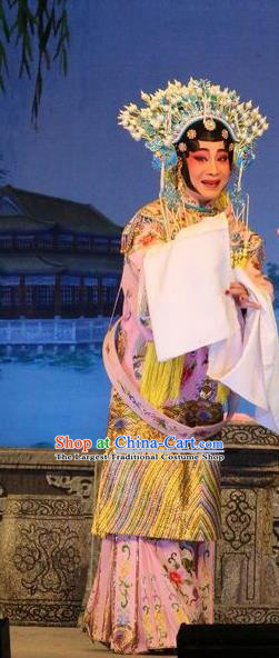 Chinese Cantonese Opera Empress Garment Costumes and Headdress Traditional Guangdong Opera Actress Apparels Queen Dress
