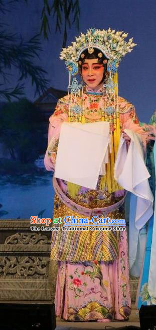 Chinese Cantonese Opera Empress Garment Costumes and Headdress Traditional Guangdong Opera Actress Apparels Queen Dress