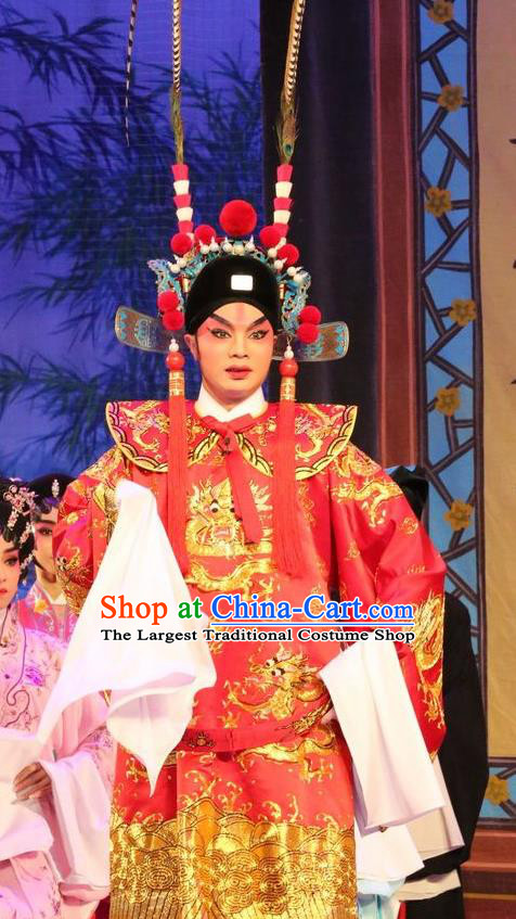 Chinese Guangdong Opera Prince Consort Apparels Costumes and Headwear Traditional Cantonese Opera Young Male Garment Childe Guo Ai Clothing