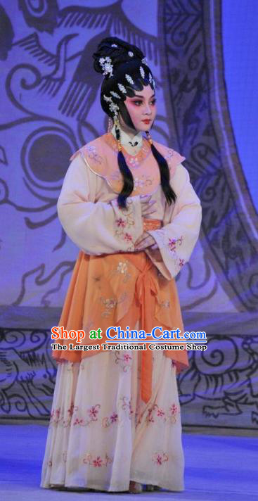 Chinese Cantonese Opera Xiaodan Garment The Sword Costumes and Headdress Traditional Guangdong Opera Actress Apparels Young Beauty Dress