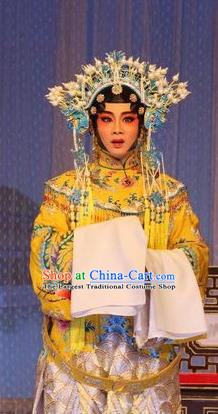 Chinese Cantonese Opera Royal Queen Garment Costumes and Headdress Traditional Guangdong Opera Court Woman Apparels Empress Dress