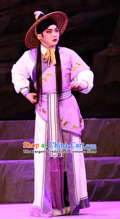 the Legend of Gold Rice Chinese Guangdong Opera Xiaosheng Apparels Costumes and Headwear Traditional Cantonese Opera Young Male Garment Farmer Lu Yacan Clothing