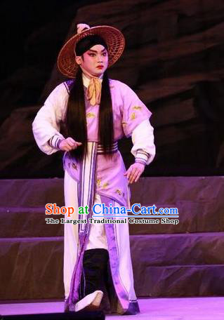 the Legend of Gold Rice Chinese Guangdong Opera Xiaosheng Apparels Costumes and Headwear Traditional Cantonese Opera Young Male Garment Farmer Lu Yacan Clothing