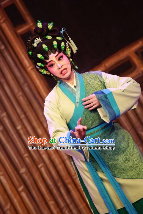 Chinese Cantonese Opera Diva Shi Hua Garment the Legend of Gold Rice Costumes and Headdress Traditional Guangdong Opera Young Female Apparels Village Woman Dress