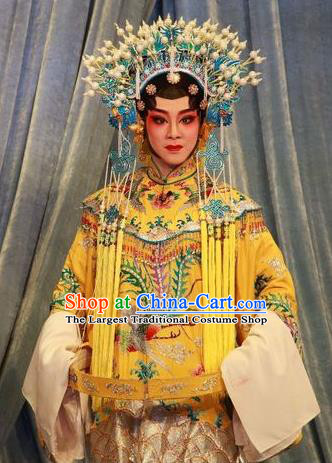 Chinese Cantonese Opera Princess Consort Garment Wu Suo Dong Gong Costumes and Headdress Traditional Guangdong Opera Young Female Apparels Rani Dress