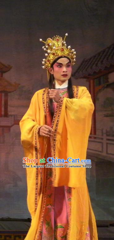 Wu Suo Dong Gong Chinese Guangdong Opera Xiaosheng Apparels Costumes and Headwear Traditional Cantonese Opera Prince Wen Xi Garment Young Male Clothing
