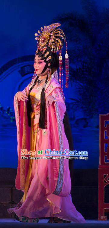 Chinese Cantonese Opera Empress Garment Wu Suo Dong Gong Costumes and Headdress Traditional Guangdong Opera Young Woman Apparels Queen Dress