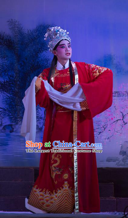 Wu Suo Dong Gong Chinese Guangdong Opera Prince Apparels Costumes and Headwear Traditional Cantonese Opera Young Male Garment Niche Clothing