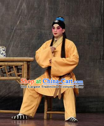 Feng Guan Meng Chinese Guangdong Opera Young Man Apparels Costumes and Headwear Traditional Cantonese Opera Xiaosheng Garment Farmer Shen Shaoqing Clothing