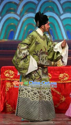 Feng Guan Meng Chinese Guangdong Opera Elderly Male Apparels Costumes and Headwear Traditional Cantonese Opera Laosheng Garment Official Li Yuanshun Clothing