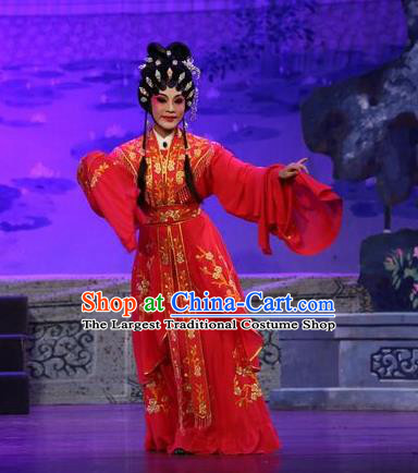 Chinese Cantonese Opera Hua Tan Garment Feng Guan Meng Costumes and Headdress Traditional Guangdong Opera Actress Apparels Diva Li Chunniang Dress