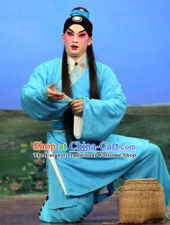 Feng Guan Meng Chinese Guangdong Opera Farmer Zou Qinglong Apparels Costumes and Headwear Traditional Cantonese Opera Xiaosheng Garment Young Man Clothing