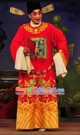 Shi Zou Yan Song Chinese Guangdong Opera Young Male Apparels Costumes and Headwear Traditional Cantonese Opera Garment Number One Scholar Hai Rui Clothing