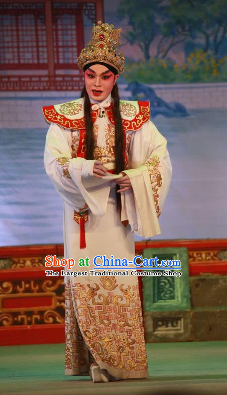 Wu Suo Dong Gong Chinese Guangdong Opera Crown Prince Apparels Costumes and Headwear Traditional Cantonese Opera Young Male Garment Xiaosheng Wen Xi Clothing