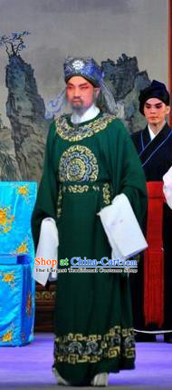 The Sword Chinese Guangdong Opera Elderly Male Apparels Costumes and Headwear Traditional Cantonese Opera Laosheng Garment Official Green Clothing