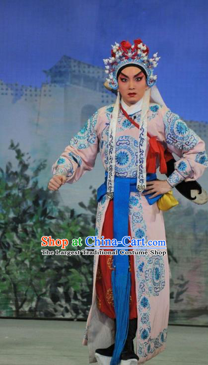 The Sword Chinese Guangdong Opera Wusheng Apparels Costumes and Headwear Traditional Cantonese Opera Martial Male Garment Hero Wang Han Clothing