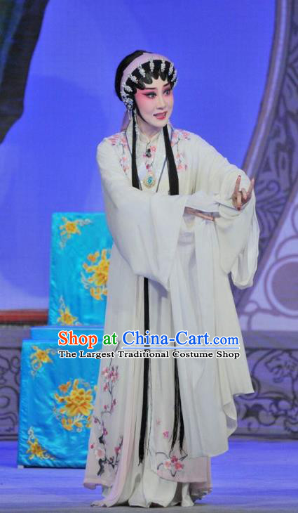 Chinese Cantonese Opera Distress Maiden Garment The Sword Costumes and Headdress Traditional Guangdong Opera Actress Apparels Diva Wang Lanying Dress