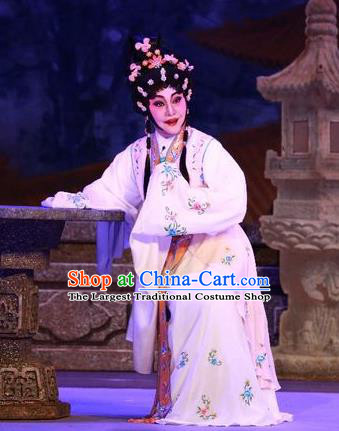 Chinese Cantonese Opera Actress Garment Nu Chuang Jin Dian Costumes and Headdress Traditional Guangdong Opera Diva Apparels Young Female Dress