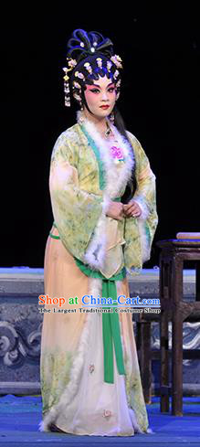 Chinese Cantonese Opera Actress Garment Qing Hua Pan Jinlian Costumes and Headdress Traditional Guangdong Opera Young Female Apparels Diva Dress