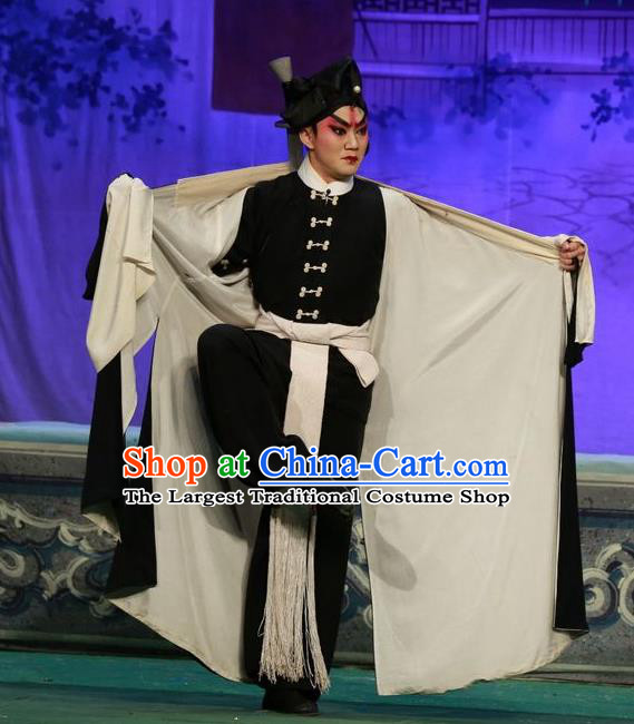 Qing Hua Pan Jinlian Chinese Guangdong Opera Hero Apparels Costumes and Headwear Traditional Cantonese Opera Martial Male Garment Wusheng Wu Song Clothing