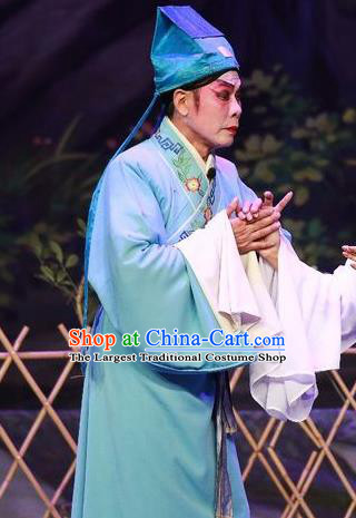 Chinese Guangdong Opera Xiaosheng Apparels Costumes and Headwear Traditional Cantonese Opera Young Male Garment Scholar Wang Yu Clothing