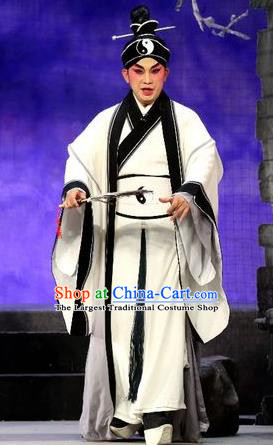 Pan Maoming Chinese Guangdong Opera Taoist Apparels Costumes and Headwear Traditional Cantonese Opera Young Male Garment Physician Clothing