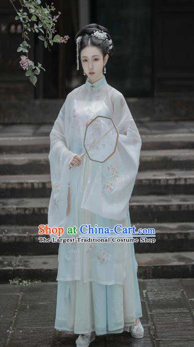 Chinese Traditional Ming Dynasty Noble Woman Embroidered Hanfu Dress Apparels Ancient Patrician Female Historical Costumes Complete Set