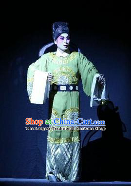 Shuang Qiang Lu Wenlong Chinese Guangdong Opera Xiaosheng Apparels Costumes and Headwear Traditional Cantonese Opera Young Male Garment Official Wang Zuo Clothing
