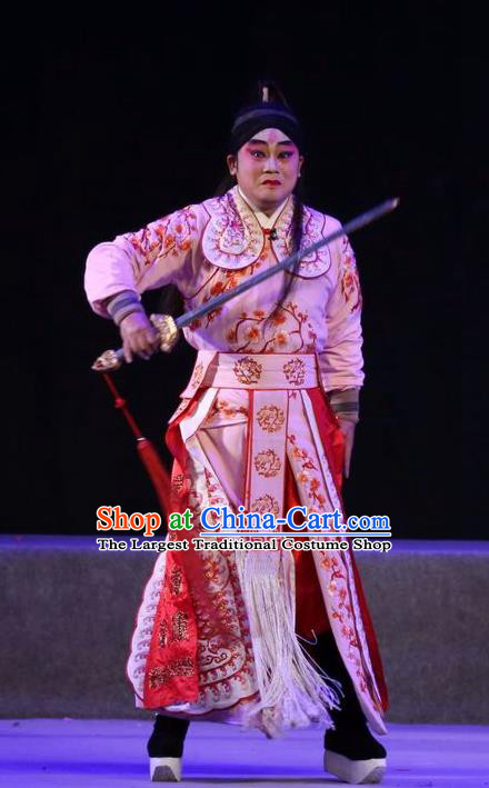 Shuang Qiang Lu Wenlong Chinese Guangdong Opera General Lu Deng Apparels Costumes and Headwear Traditional Cantonese Opera Soldier Garment Military Officer Clothing